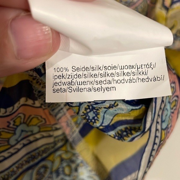 Ana Alcazar Women Tunic Medium Pink & Yellow 100% Silk Floral Contemporary - Picture 6 of 10